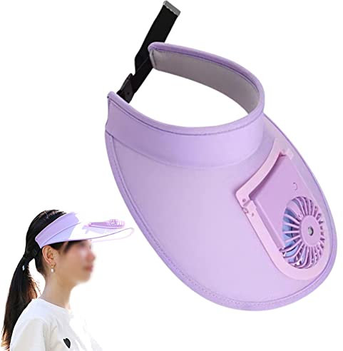 GIMOCOOL Fan Hat - Hat with Fan Built in - Sun Visors Hat with Fan Three Temp Settings - Sun Protection Fans Hat - Sun Protection Cooling Fan Hat Sun Hat Built in Fan for Kids Adults Purple