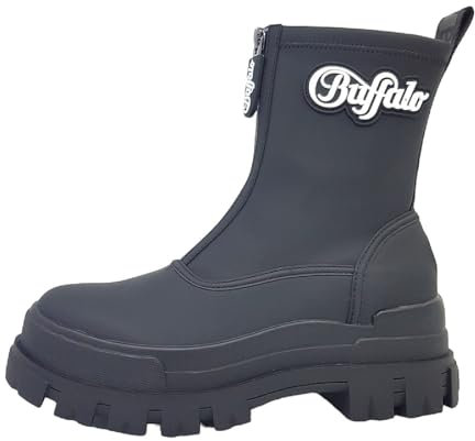 Buffalo ASPHA RAIN Zip Damenschuhe Stiefel Reißverschluss Schwarz Freizeit, Schuhgröße:38 EU