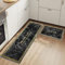 Kitchen Rugs Runner Set of 2 Anti Fatigue Kitchen Floor Mat for Home Decoration Office Waterproof Non Slip Kitchen Rug Set Comfort Standing Mats (Black Marble, 40 x 120 cm (Rectangular))