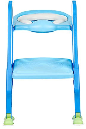 Siège de Toilette Enfant Reducteur de Toilette Pliable et Réglable Escalier Toilette Enfant avec Échelle Marche pour Enfants 1 à 7 ans-blanc + bleu clair