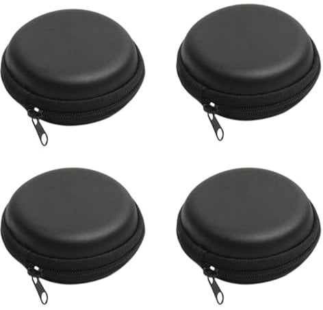 LMOGWL 4-piece Mini Earphone Box Hard Box EVA Storage Box Round Earear Box Storage Protective Cover Multi functional Pack, Suitable for Bluetooth, Earphones, SD Card, USB Drive (Black)