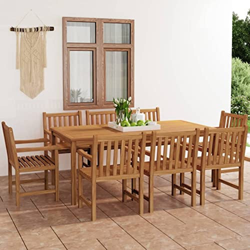 heybb 9-TLG. Garten-Essgruppe Gartentisch Set GartenmöBel FüR DraußEn Essgruppe Mit StüHlen Sitzgarnitur Garten Massivholz Teak 3059948