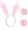 1 Stück Kaninchen-Stirnband und 2 Plüsch-Haargummis, Cosplay-Zubehör, Plüsch-Hasenohren-Stirnband, Performance-Foto-Requisiten, süßes Kostümzubehör, geeignet für Mädchen und Frauen