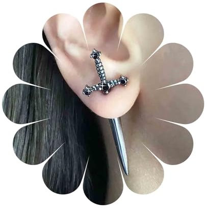 Cimenexe Punk Schwert Ohrringe Gothic Onyx Schwert Ohrstecker Ohrringe Schwarz Kristall Dolch Ohrringe Vintage Onyx Schwert Ohrstecker Schmuck Für Frauen Und Mädchen Geschenke
