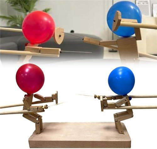 Yanobia Balloon Bamboo Man Battle, Wooden Bots Battle Game for 2 Players, Fast-Paced Balloon Fight, Wooden Fighter with Balloon Head, 2024 Best Whack A Balloon Game (30cm*3mm)