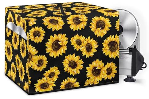 NETILGEN Meat Slicer Cover Kitchen Appliance Dust Cover Cheese Bread Slicer Cover Roomy Sturdy Protective Cover Bag with Top Handle and Accessories Pocket, Sunflower