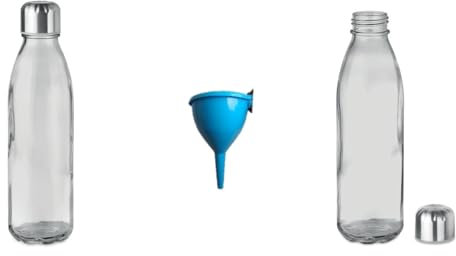 Conny Clever glasflasche 650ml mit edelstahldeckel“ plus Trichter