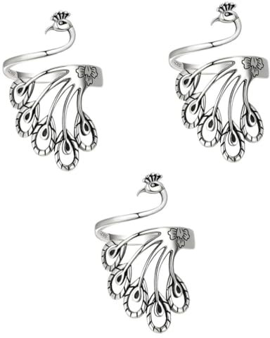 SHERCHPRY 3St Pfauenschmuck für Damen Vintage-Ring Damenring Vintage Pfauenring Häkelring weihnachtsgeschenke Ringe Pfau Geschenke Strickring Sterling Silber Ring Ring Zubehör S925 Kupfer