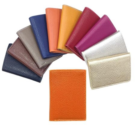 LOLUNA® Porte-Cartes en Cuir, pour Billets, Carte de crédit, Visites et Fidelités pour Femme et Homme - Orange