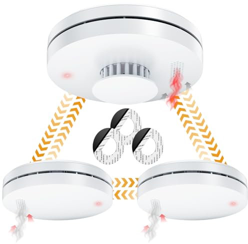 Alarma de Humo y Calor Escocia con batería de 10 años | Certificación EN14604 CE、AS3786 Sensor fotoeléctrico interconectados inalámbricos - 3 Piezas