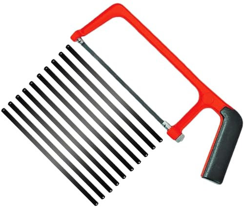 Professional Small Hacksaw - Adjustable Angle Metal Cutting Beginner Hacksaw - Heavy Duty Mini Hacksaw for Plastic PVC Pipe Shingles & Wood Cutting(Red)