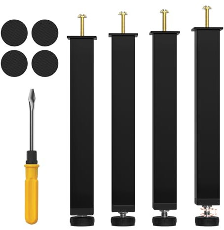 RemixOri 4 Pcs Pied de Lit 30 cm à Visser, Pieds Sommier à Lattes Metallique, Hauteur Réglable 30 à 32 cm, Pieds de Lit pour Sommier à Lattes avec 4 Patin Antiderapant et Tournevis