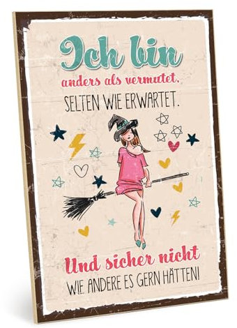 TypeStoff Holzschild mit Spruch – Ich bin anders – Vintage Schild als Geschenk zum Thema Frauen, Selbstständigkeit - HS-00993-X