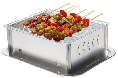 Wpsagek barbecue, piccolo barbecue,Griglia pieghevole portatile in acciaio inossidabile - Griglia per barbecue multiuso, resistente al calore, griglia per barbecue da esterno per riunioni