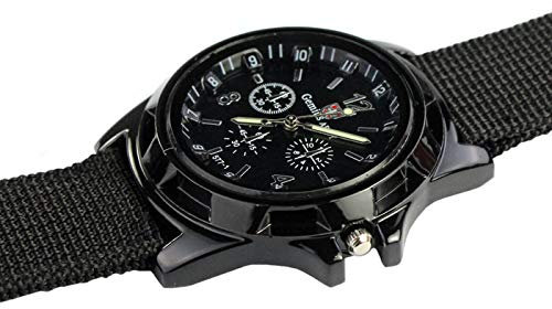 Silber Uhr Band Sport Mens Racing Black Gemius Stoffuhr Herrenuhr Für Kinder Analog (Black, One Size)