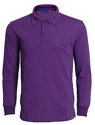 Plain Polo Shirts Long Sleeve for Men Business Casual Shirts Regular-Fit Dress Shirts Button Front Formal Shirt Work Shirts Non Iron Shirt Long-Sleeved T-Shirt Golf Tennis T-Shirt Polo Tops Purple