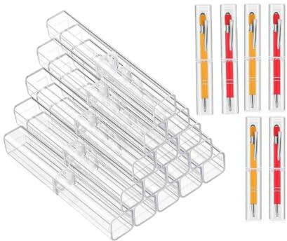 GYWHOOFT 25 Stück Transparente Acryl-Bleistift-Etui Geschenkbox für Wiederverwendbare Stifte Set Bleistiftbehälter für Malerei Bleistiftboxen,für Schule, Büro oder Studenten