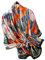 WEIGEER Silk Scarf Women Chiffon Shawl Stain Neckerchief Long Head Wrap Lightweight Scarf Ladies Hijab Belt Vintage Bridal Shawl Chiffon Scarf Muslim Cloth floral Christmas Scarf (Orange-blue)