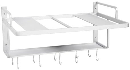 Support Mural pour ¨¦tag¨¨re de Four ¨¤ Micro-ondes, Espace en Aluminium Double Couche Suspendu pour Four ¨¤ Micro-ondes, ¨¦tag¨¨re de Rangement de Cuisine, Organisateur pour Cuisine