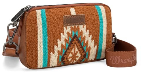Wrangler Mini-Umhängetasche für Damen, Western-Azteken-Clutch, Designer-Wandteppich, Schulterhandtaschen, Braun, Einheitsgröße