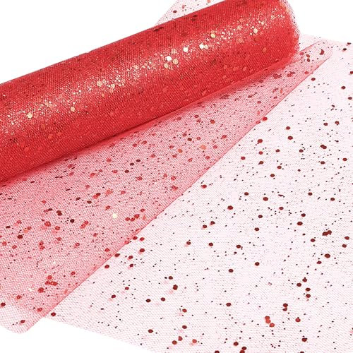 LEMESO Nastro Natalizio Rosso Tulle Rosso Natalizio per Porta Natale Tulle Rosso Rotolo 5 m per Decorazioni Natalizie Porta Casa Nastro per Albero di Natale Confezioni Fiori