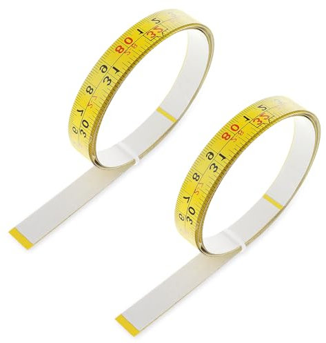 Nogeqi 2 Pack 39 Inches Metal Double Scale Adhesive Tape Measure Self-Adhesive Ruler Tape Left to Right Sticky Measuring Tapes with Adhesive Backing for Woodworking Saw Drafting Table (Yellow)