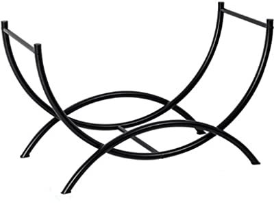 Estante de almacenamiento de leña de hierro negro para el hogar, estante de almacenamiento de leña