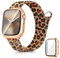 Ocaer Kompatibel mit Apple Watch Armband mit Gehäuse 40mm 41mm 42mm 44mm 45mm 46mm, Metall Magnetisch iWatch Armband für Apple Watch SE Series 10 9 8 7 6 5 4, Edelstahl Mesh Loop (Rosegold-Leopard)