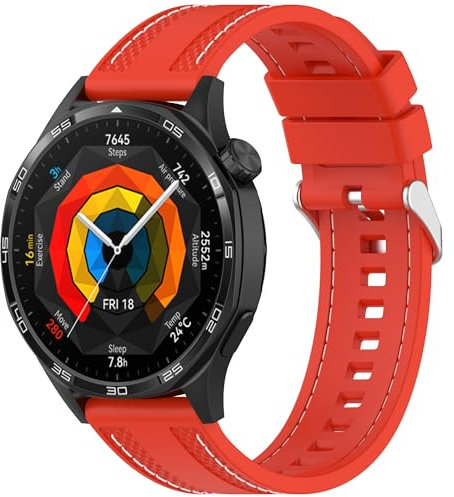 xhKJO Silicona Pulseras de Repuesto para Huawei Watch GT 5 Pro 46MM Correas para Relojes,Bandas Cierre abatible Pulseras Strap Bracelet Brazalete para Huawei Watch GT5 46MM / Watch GT4 46MM (rojo)