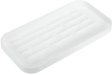 sourcing map Silicone Kitchen Sink Organizer Tray, Silicone Soap Dispenser Tray Soap(White)