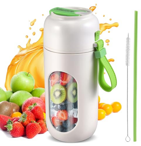 Portable 500ML Mini Blender for Fresh Fruit Juice and Smoothies, Rechargeable Smoothie Maker with Wireless Charging and Travel Lid - Ideal for Travel, Gym, and Office Use (350ml Stirring Capacity)