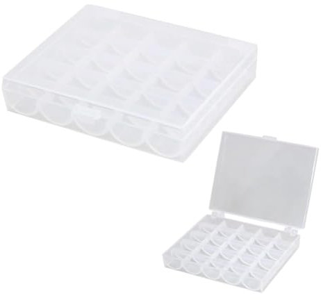 25 Fächer Nähgarn Aufbewahrung,Spulenbox aus Kunststoffmit 25 Gitter,Spulenbox Leer Kunststoff Nähmaschinen Zubehör,Spulenboxaus Kunststoff für 2cm Dediziert Gängige Spule Nähmaschine