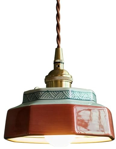 Moderno Lampada a Sospensione Soffitto In Ceramica Luce Pendente Vetro Porcellana Blu Lampadario da Soffitto Cucina Piccola Fattoria Vintage per Sala da Pranzo Camera da Letto Caffè