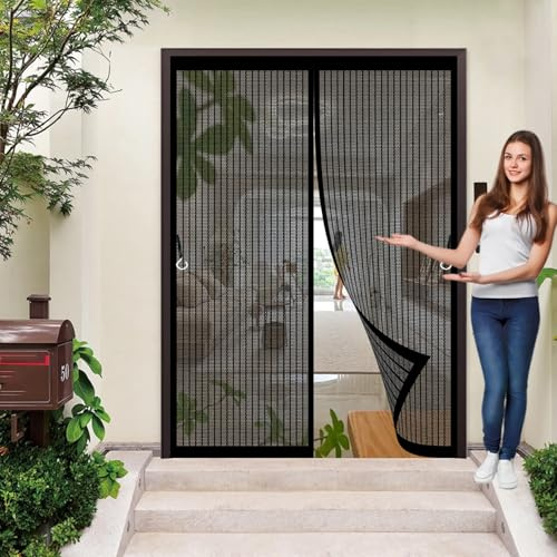 Zanzariera Magnetica Vetroresina 134 x 200 cm, Magnetica, Chiusura Automatica, Senza Foratura, Rete Fine, Zanzariera per Porta per Porta Finestra Balcone, Nero
