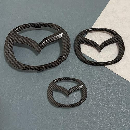 Durable Autoembleme kompatibel mit dem Mazda CX-5 2015-2025 - Vorne, Hinten, Lenkrademblem | schwarz, Silber, Carbonfaser | Snap-On & Klebend | Langlebiger ABS-Kunststoff