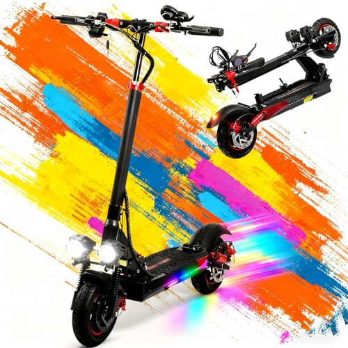 PLAYBIK Electric Scooters Adult, 48V 15Ah Battery, 50-55 Km Range, 10 Inch Foldable E-Scooter, Dual Braking System, LCD Display, IP54 Water Resistance, Fast Electric Scooter, Birthday Gift