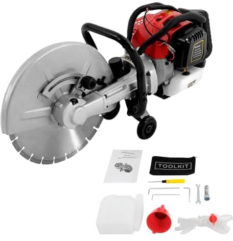 HUOMMGS 1400W Betonsäge 120mm Schnitttiefe Trocken und Nassschneider mit 350mm Sägeblatt Hochleistung Steinschneider Steintrennmaschine mit Schlauch Steinsäge Betonschneider für Holz