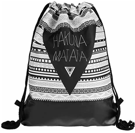 Loomiloo Turnbeutel Lederbeutel Hakuna Matata König Der Löwen Aztec Aufdruck Tasche Festival Rucksack Jutebeutel Hipster Fashion Gymbag Gymsack