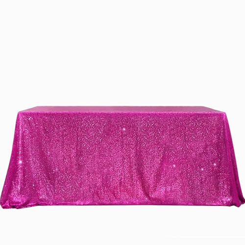 B-COOL Tovaglia rettangolare fucsia con paillettes glitterate, per feste di nozze, tovaglia natalizia 152 x 250 cm