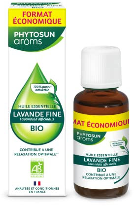 PHYTOSUN AROMS - Huile Essentielle Lavande Fine Bio - HEBBD - 100% Pure & Naturelle - Contribue à La Relaxation - 100% Bio- Analysée & Conditionnée en France - 30 ml