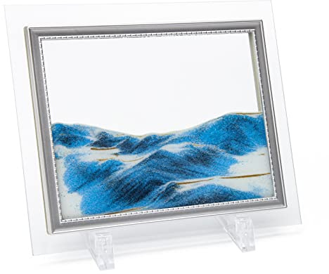 Coitak Sandscape, Dynamic Sand Picture, Moving Desktop Art, Sand in Motion, Medium Size 7x9(Blue)