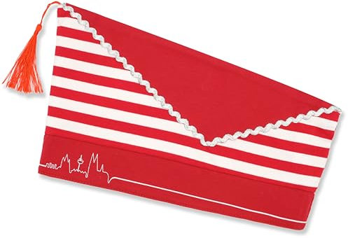Makotex Karnevalsmütze rot weiß Skyline Schiffchen Karneval Kostüm Fasching Damen Herren