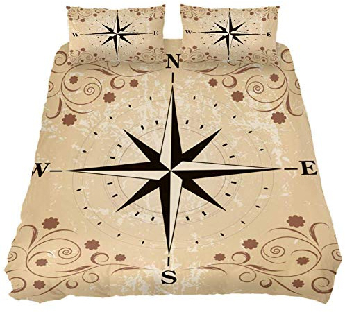 Eslifey Parure de lit 3 pièces avec housse de couette et 2 taies d'oreiller Motif rose vent