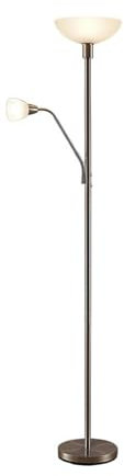 Lindby Lampadaire Jost (Moderne) en Gris Métal e. a. pour Salon & Salle à manger (à 2 lampes, E27) lampe sur pied de salon lampadaire éclairage indirect