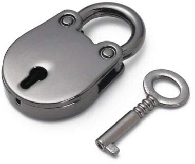 Vogueing Tool Small 1 Key Lock, 1pcs Vintage Antique Padlocks Mini Lock with Key for Jewelry Box Storage Box Diary Book(Gun Black)