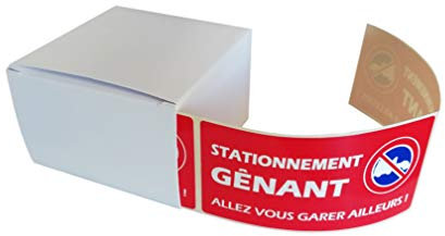 250 étiquettes STATIONNEMENT GENANT - pour véhicule mal garé - Format 50 x 100 mm - Stickers autocollant en rouleau