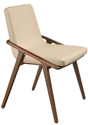 Angel Cerdá – Silla Comedor Tapizada en Polipiel Visón | Sillas Comedor Modernas, Diseño Minimalista, Elegante | 54 x 59 x 80 cm, Patas de Madera de Fresno Color Nogal | Cómoda, para Comedor, Salon