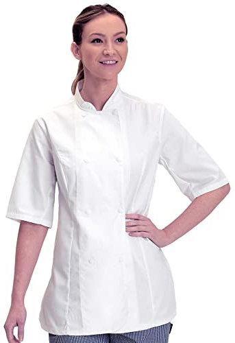 Dennys Ladies S/Sleeve Chefs Jacket, White, X-Small. DD33S