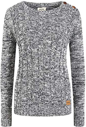 OXMO OXPhia Damen Strickpullover Grobstrick Pullover mit Rundhals-Ausschnitt 100% Baumwolle Regular fit, Größe:M, Farbe:Insignia B (791991)