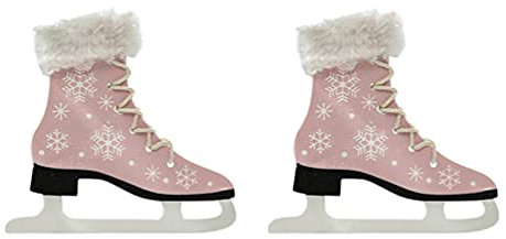 Amosfun Weihnachtsbaum Anhänger Holz Schlittschuhe Christbaumschmuck Miniatur Rosa Schuhe Anhänger 2 Stücke Weihnachtsdekoration Gastgeschenk Party Tannenbaum Hängende Dekoration